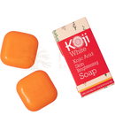 Zwei orange quadratische bars der reine hautaufhellende seife koji white mit roter und cremefarbener verpackung mana shop image to zoom