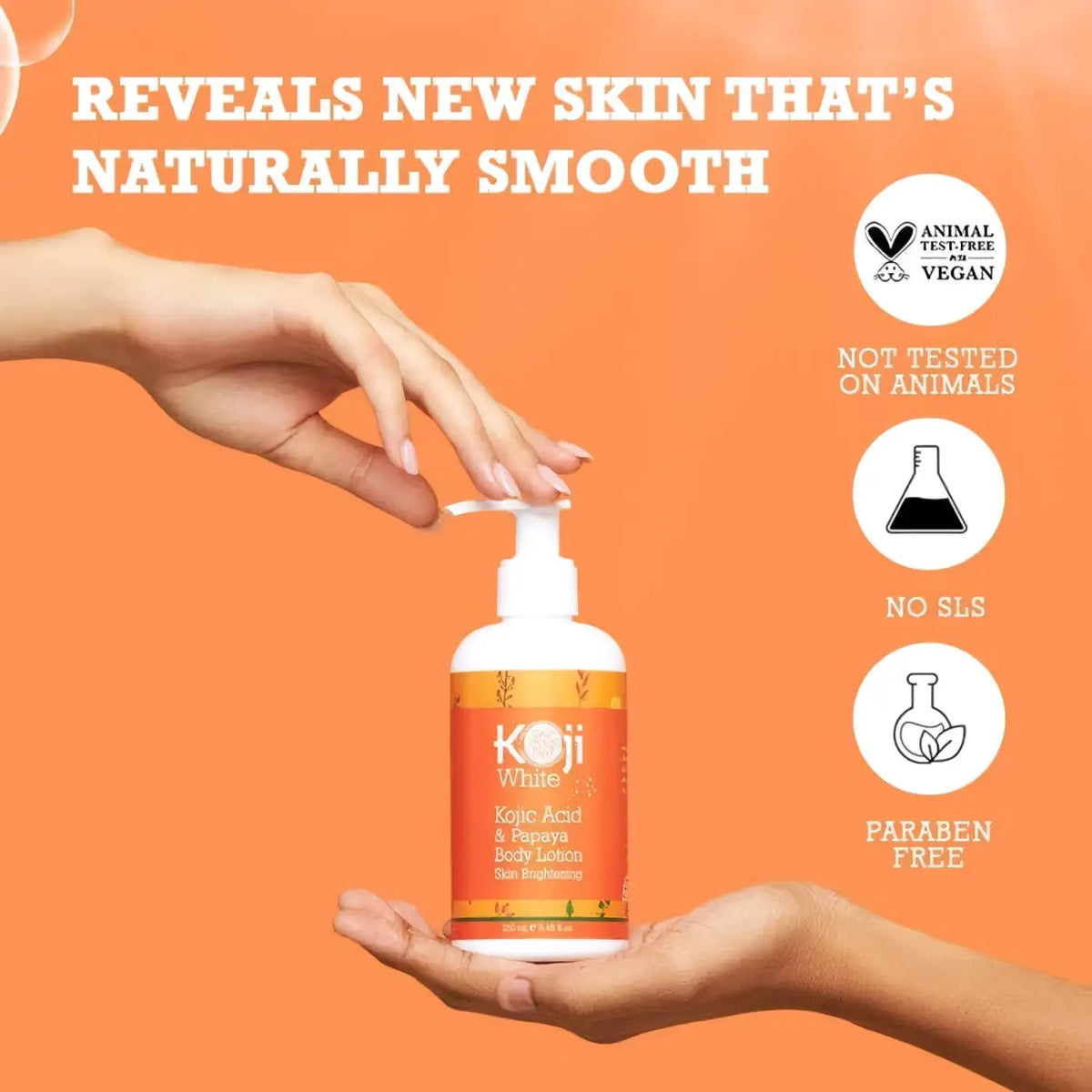 Zwei Flaschen Koji White Papaya Körperlotion mit Kojic Acid, pflegende Körperpflege, 2 x 250 ml, feuchtigkeitsspendend und hautaufhellend