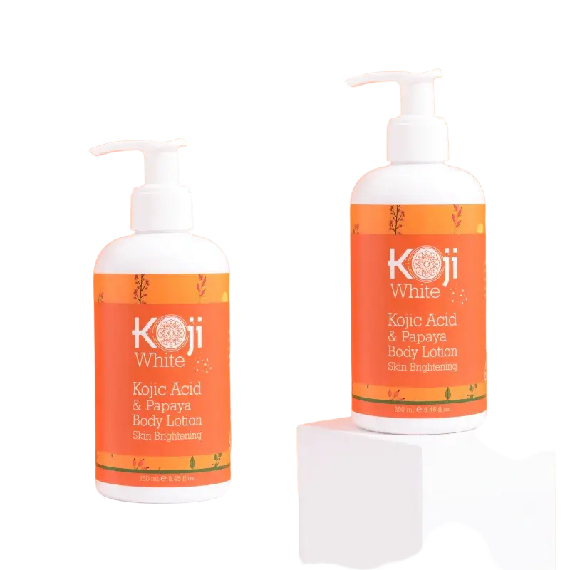 Zwei Flaschen Koji White Papaya Körperlotion mit Kojic Acid, pflegende Körperpflege in Doppelpack, jeweils 250 ml