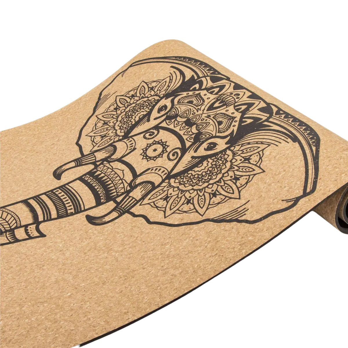 Braune Kork-Yogamatte von Myga Eco, XL Größe mit schwarzen Details, rutschfeste Yoga- und Korkmatte für nachhaltiges Training