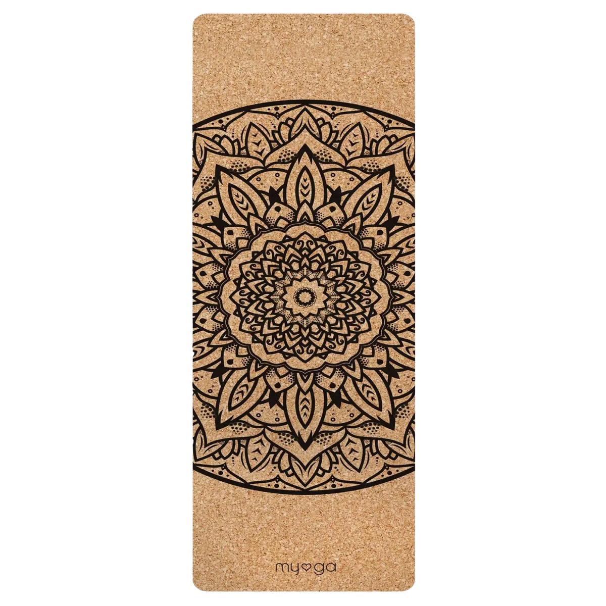 Myga Eco Korkmatte Yoga Yogamatte Kork XL mit Mandala-Design, natürliche Oberfläche, rutschfest und umweltfreundlich