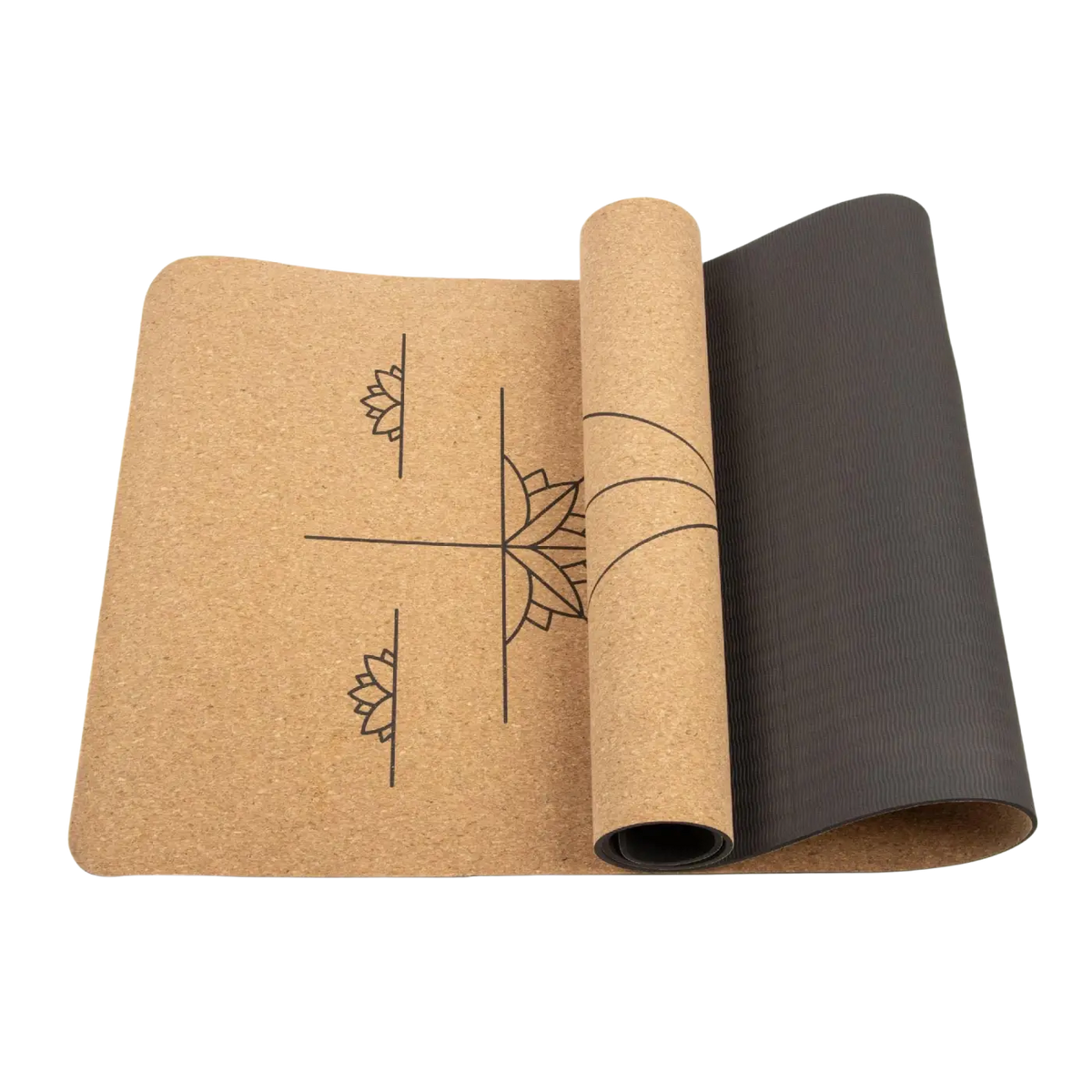 Natürliche dunkelgraue Korkmatte für Yoga, Myga Eco XL Yogamatte mit Gummiseite, rutschfest und umweltfreundlich.