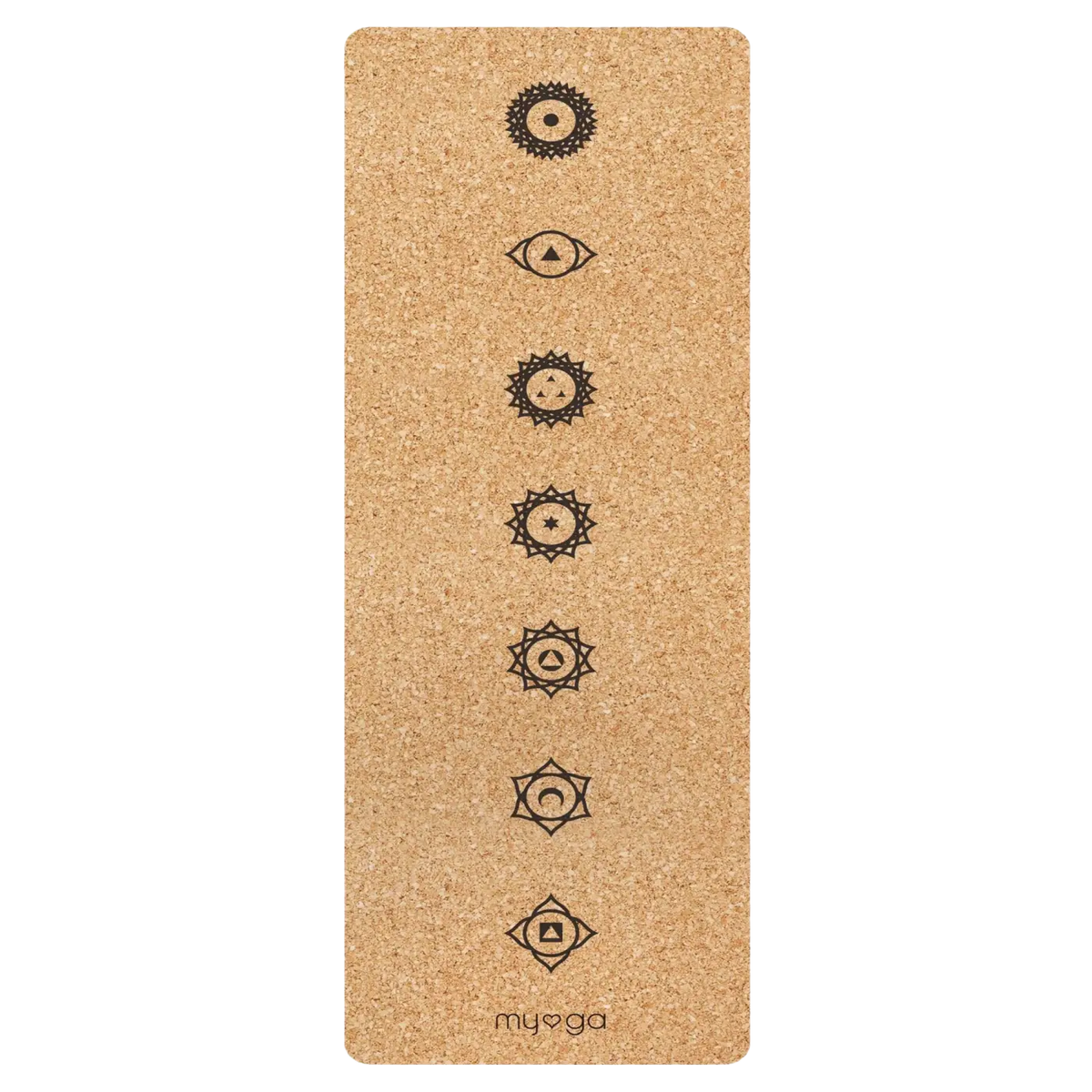 Myga Eco Kork-Yogamatte XL in natürlichem Kork mit schwarzen Details, rutschfest und umweltfreundlich für Yogaübungen