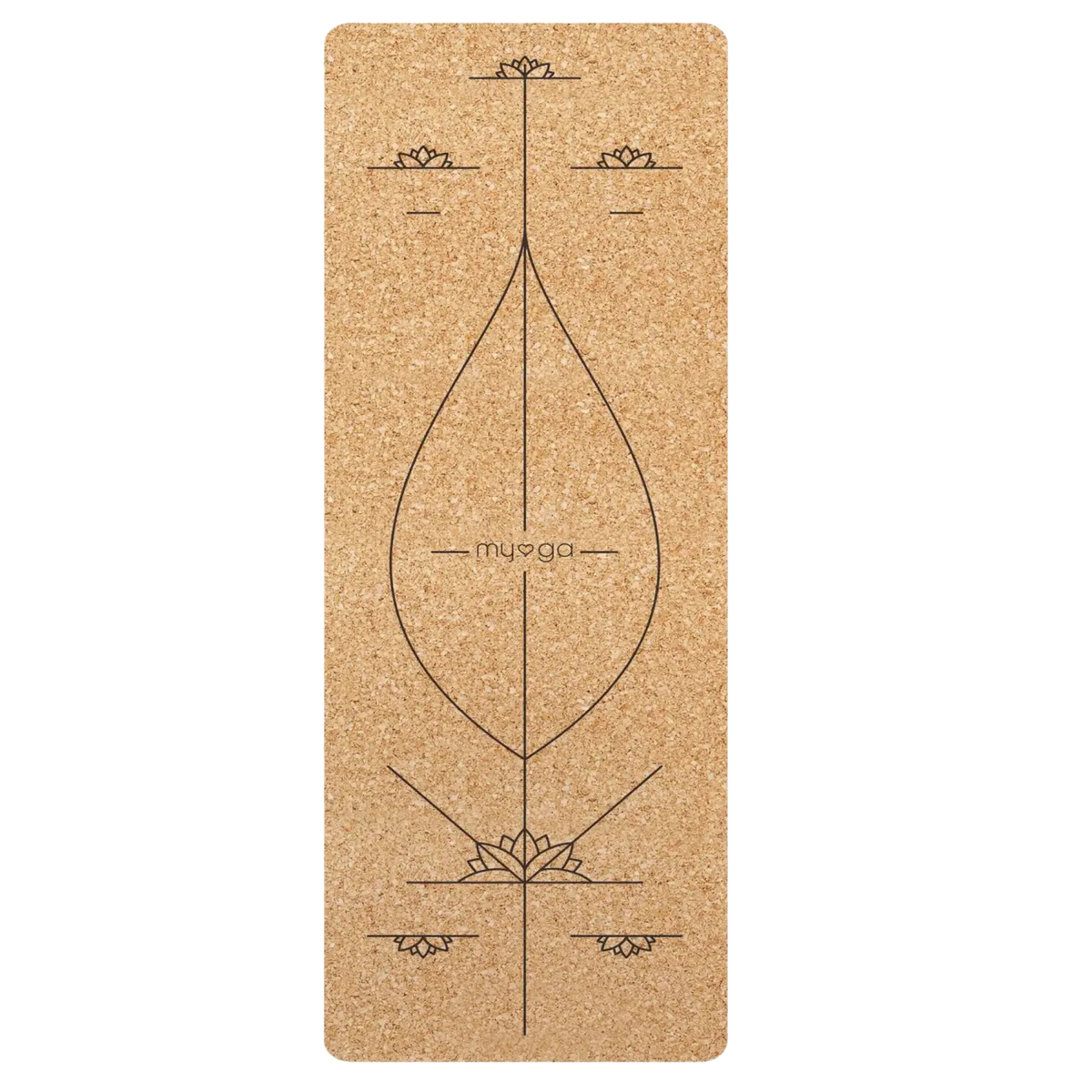Natürliche Kork-Yogamatte von Myga Eco, XL Größe, rutschfest und umweltfreundlich für Yoga-Übungen auf natürlichem Kork.