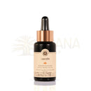 Soul tree advanced kumkumadi gesichtsöl in schwarzer glasflasche mit rosegold tropfer und beige etikett ayurvedisches gesichtsmittel