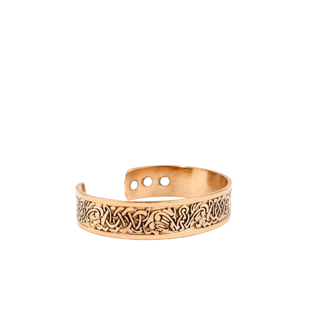 Kupfer-magnetarmband design 12 goldfarbenes cuff-armband mit keltischen knotenmuster und drei magnetischen einlagen