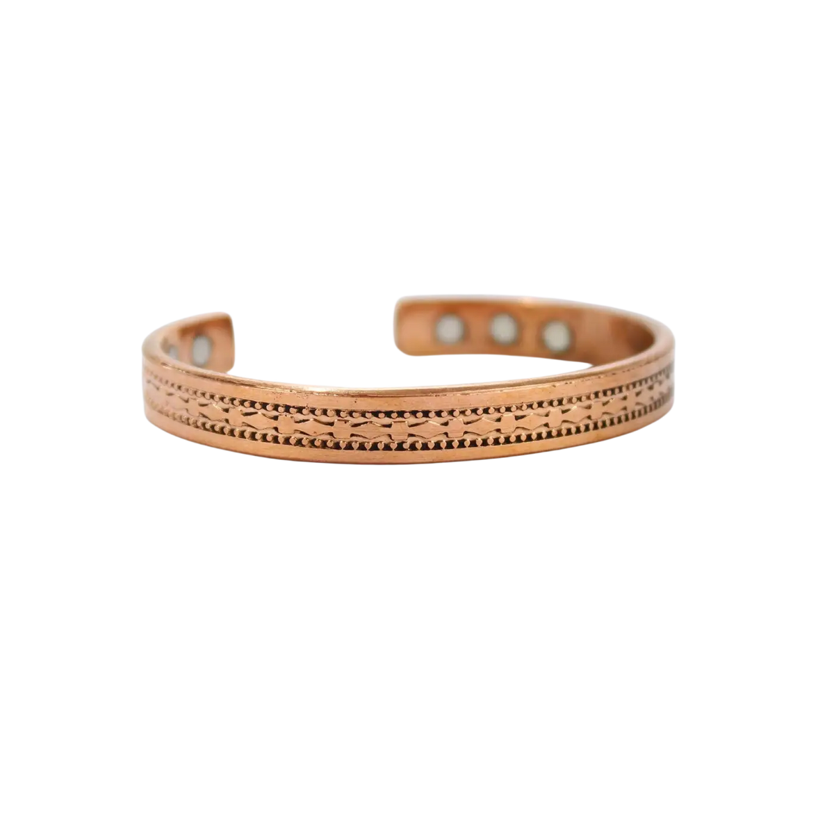 Kupfer-Magnetarmband Design 5 von El'Cobre-Ecozonelifestyle, rosegoldener Kupferarmreif mit Magneten, handgefertigt, elegantes Armband