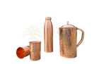Hammerkupferbecher mit deckel und griff in warmem metallton aus 99,9 % reinem kupfer, kupfergefäß für stilvolles servieren