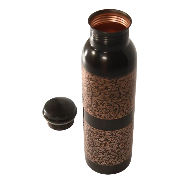Kupferflasche 950 ml von Mana Shop, ayurvedische Trinkflasche Typ 1, glänzendes Kupfer, langlebiges Trinkgefäß