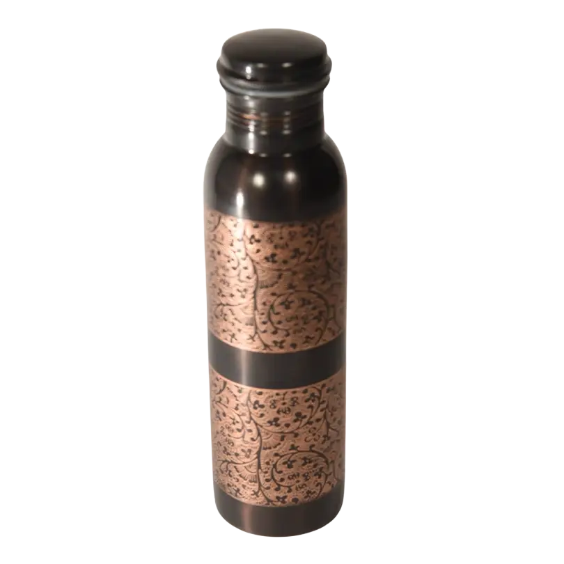 Kupferflasche 950 ml von Mana Shop, ayurvedische Trinkflasche Typ 1 aus Kupfer, nachhaltige Trinkflasche auf dem Bild
