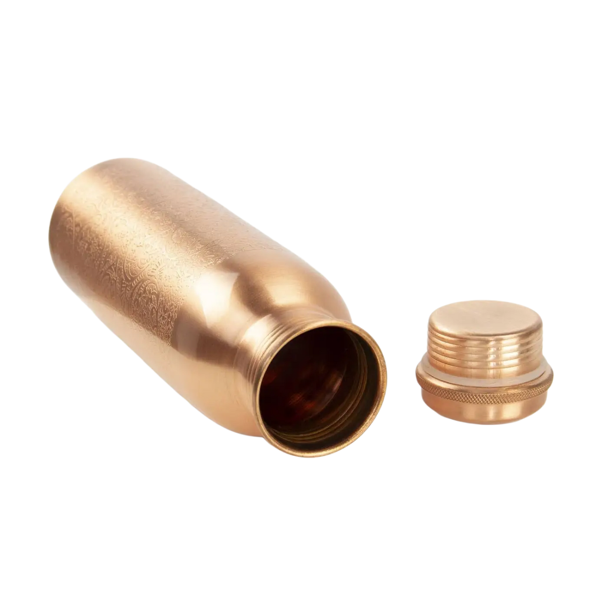 Handgefertigte Bodynova Kupferflasche mit kunstvoller Ornamentgravur, 800 ml, langlebig und stilvoll für unterwegs.