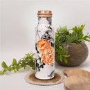 Reine Kupferflasche mit Blumenmuster in Weiß, 750 ml, Wasserflasche von Ayurveda Specialist B.V.