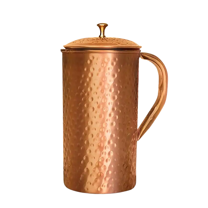 Gehämmerter kupferkrug kupferkrug 1,2 l aus 99,9 % reinem massivem kupfer mit deckel und griff
