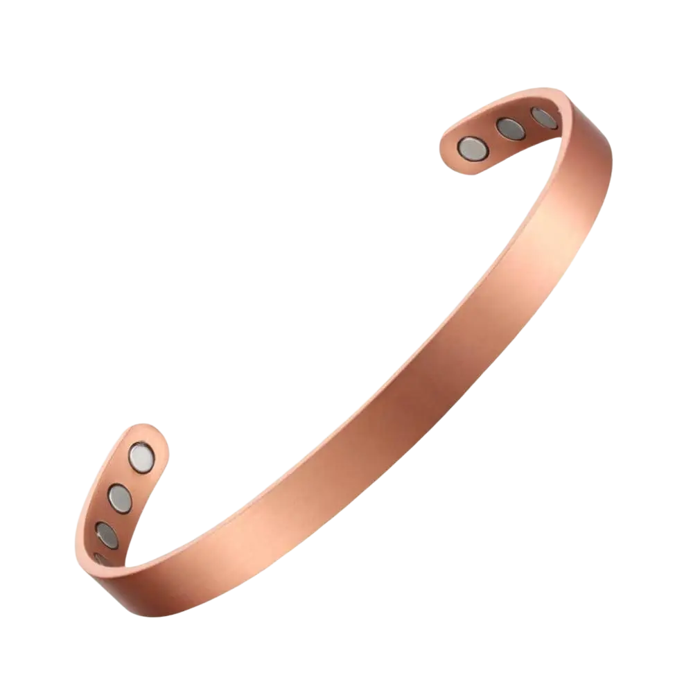 Kupferne magnetische kupferarmbänder klemmarmband in roségold mit drei kreisförmigen magneten an jedem ende