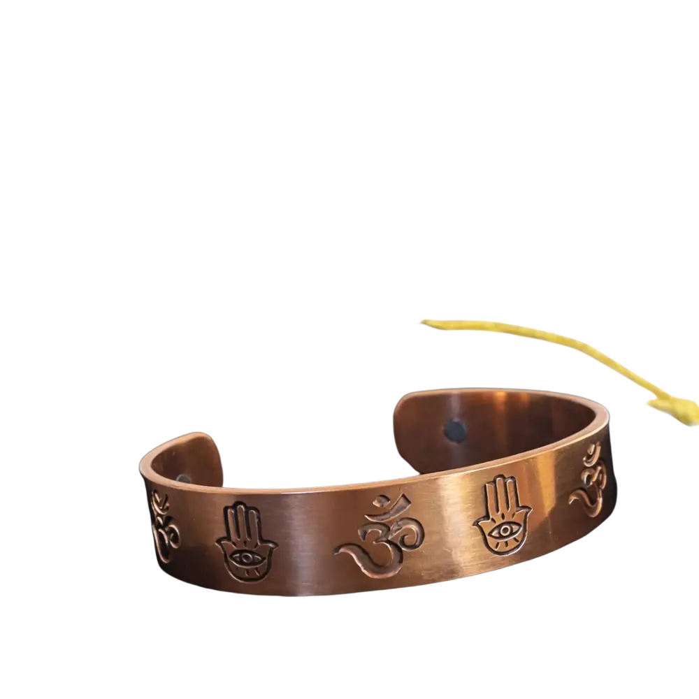 Kupferarmband Om & Hamsa mit zwei Magneten, handgefertigtes Armband aus Kupfer, Ayurveda Spezialist B.V.