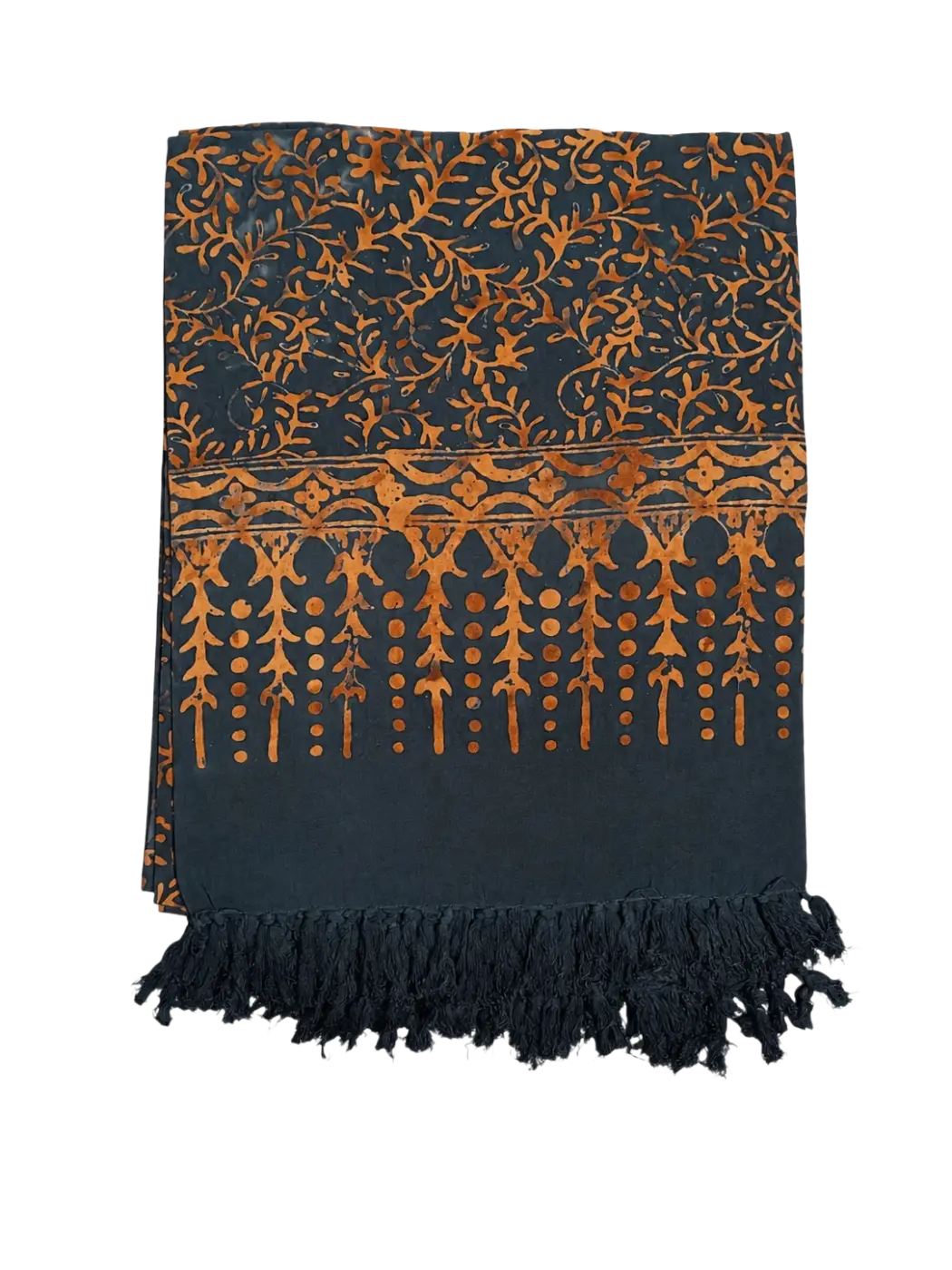 Dunkelnaver Kupferranke Lunghi Hamamtuch, 160x115cm, aus hochwertigem Sarong Pareo Tuch von Mana Shop auf weißem Hintergrund