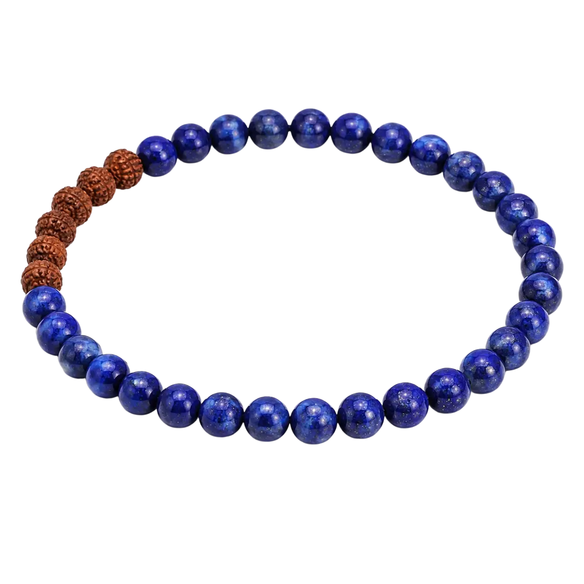 Lapis Lazuli Edelsteinarmband mit 4 mm Rudraksha-Perlen, handgefertigt, für Damen, GangaPrem.