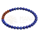 Lapis Lazuli Edelsteinarmband mit 4 mm Rudraksha-Perlen, GangaPrem, für Meditation und innere Klarheit, getragen am Handgelenk