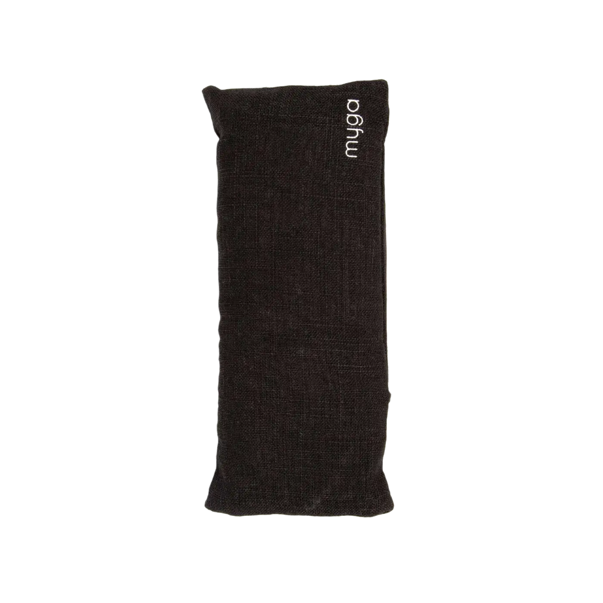 Myga Lavendel-Augen-Kissen aus schwarzem, strukturiertem Stoff, ideal für Yoga und Entspannung, mit Lavendel-Duft.
