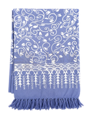 Weiches lavendelfeld lunghi sarong pareo tuch 160x115cm aus baumwolle mit weißem botanischem muster und fransen