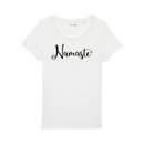 Helles Yoga-Baum Print T-Shirt von KARMA YOGA SHOP, aus weißer Baumwolle, für Damen, mit lebhaftem Baum-Motiv auf der Vorderseite