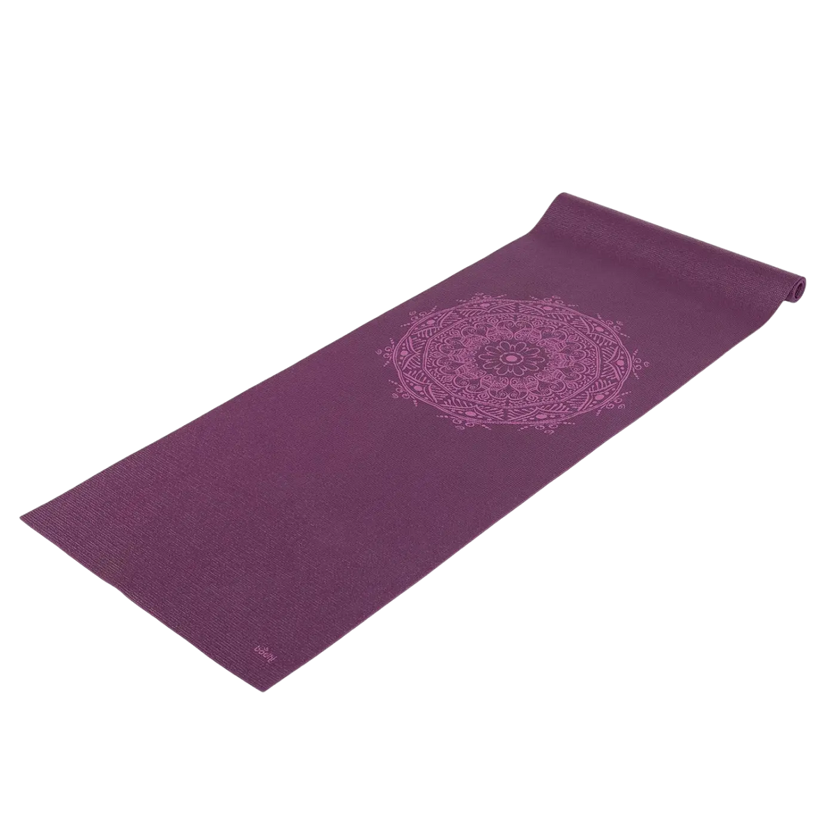 Bodynova Leela Collection Mandala Aubergine Yogamatte in lila mit Mandala-Design, rutschfest und geeignet für Yogaübungen.