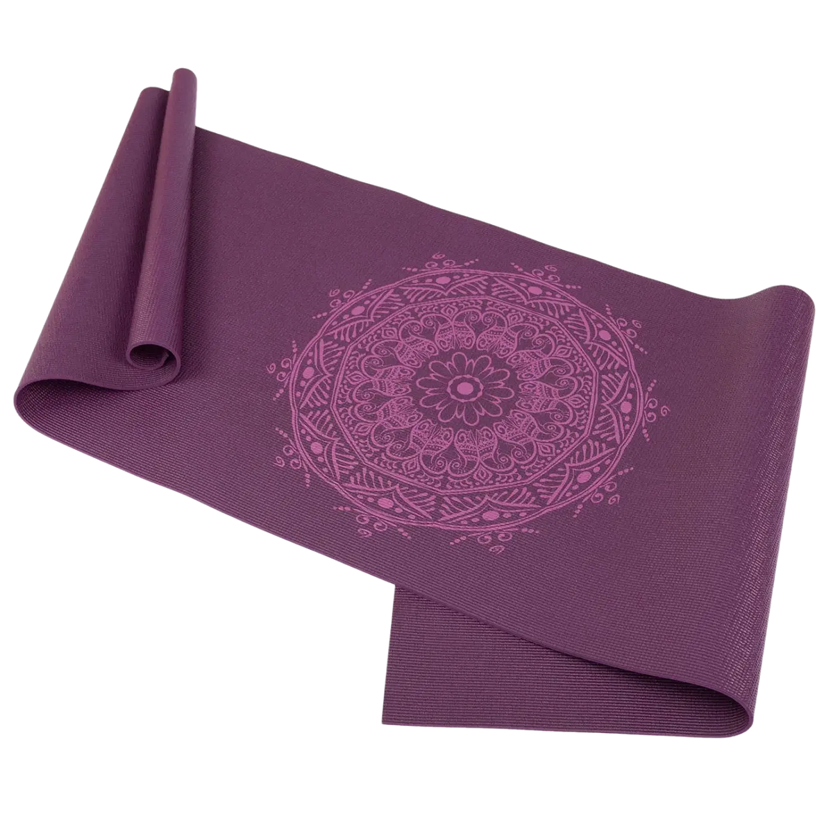 Bodynova LEELA Collection Mandala Yogamatte in Aubergine mit lila und hellrosa Muster, rutschfeste Sportmatte für Yoga und Fitness