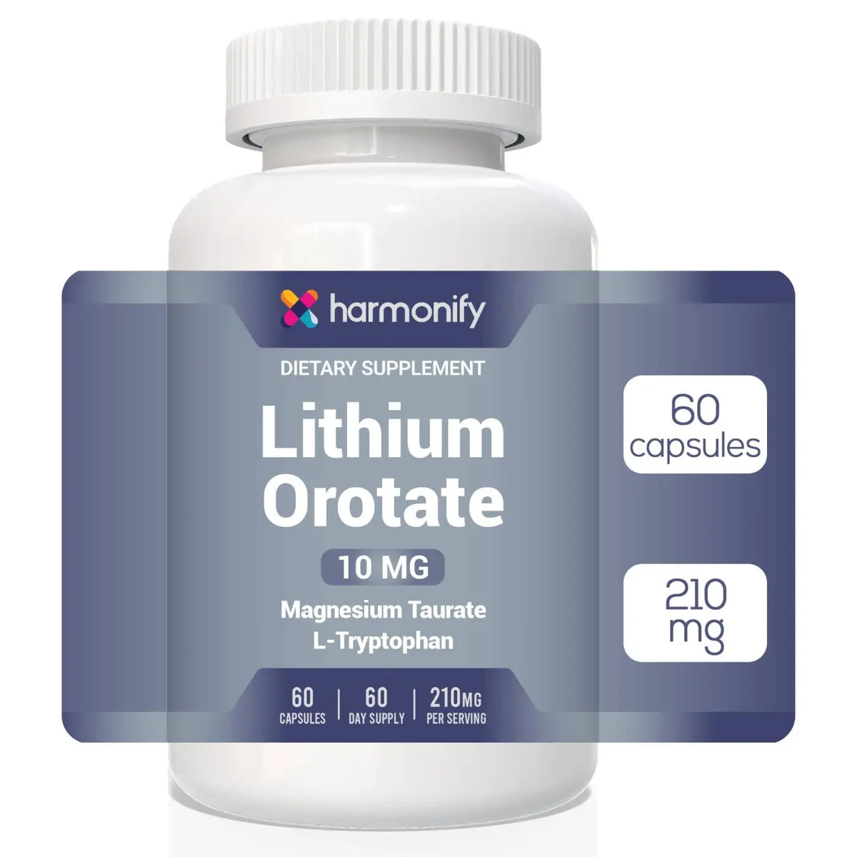 HARMONIFY Lithiumorotat 10 mg mit Magnesiumtaurat und L-Tryptophan, Nahrungsergänzungsmittel in Tablettenform