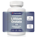 Weiße harmonify lithium orotat kapselflasche mit magnesium taurat und l-tryptophan für balance 60 kapseln 10 mg