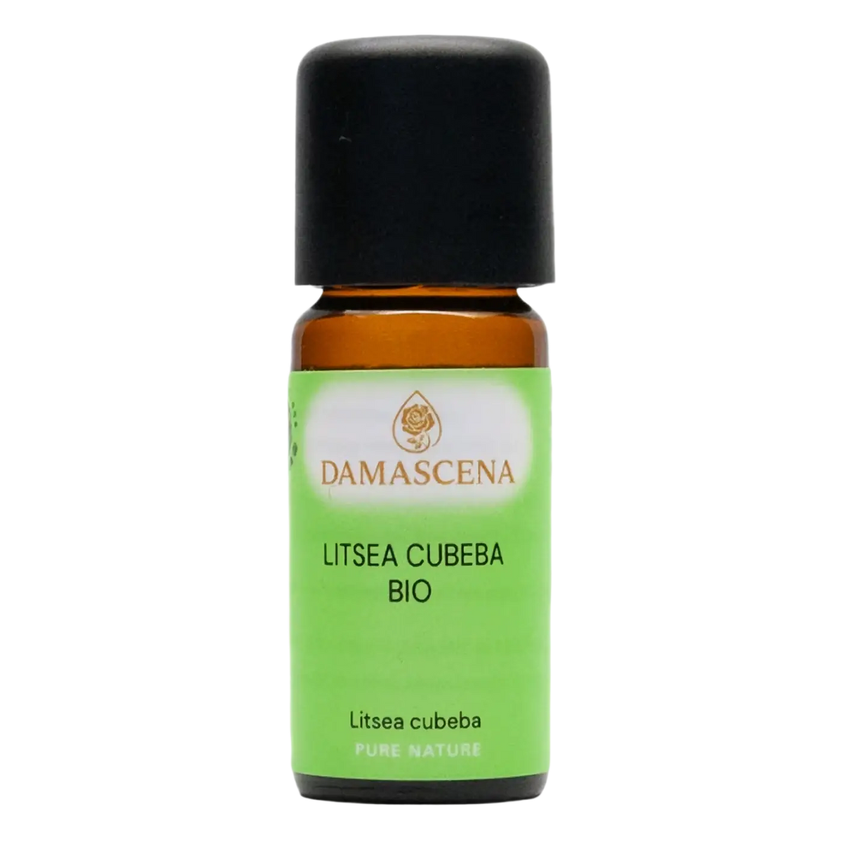 Ätherisches Bio-Öl Litsea Cubeba von Damascena, 10 ml, kleine bernsteinfarbene Flasche, naturreines ätherisches Öl