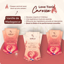 Schwarze Love Tonic Passion Schokolade mit 71% Kakao, aphrodisierende Süßigkeit von Delikao, für mehr Leidenschaft.