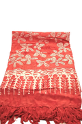 Vibranter roter lunghi sarong pareo tuch mit weißem batikmuster und fransenrand von mana shop