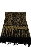 Schwarzer lunghi sarong pareo 160 x 115 cm mit goldenen floralen und geometrischen mustern von mana shop