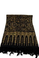 Schwarzer lunghi sarong pareo 160 x 115 cm mit goldenen floralen und geometrischen mustern von mana shop