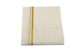 Creamfarbener handgewebter cotton dhoti mit schmalem goldweiß gestreiftem rand lunghi sarong pareo tuch mana shop