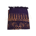 Rich gemustertes lila batik lunghi sarong pareo tuch mit gold-orange designs und fransen von mana shop
