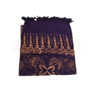 Rich gemustertes lila batik lunghi sarong pareo tuch mit gold-orange designs und fransen von mana shop