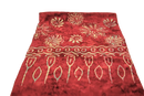 Roter lunghi sarong pareo tuch mit cremefarbenen blumen- und geometrischen mustern von mana shop 160 x 115 cm