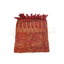 Vibrant rotes und terrakotta gemustertes lunghi sarong pareo tuch mit fransen oben bei mana shop
