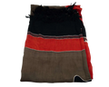 Gefaltener lunghi sarong pareo tuch 160 x 115 cm mit breiten streifen in schwarz rot braun und fransensaum von mana shop