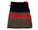 Gefaltener lunghi sarong pareo tuch 160 x 115 cm mit breiten streifen in schwarz rot braun und fransensaum von mana shop