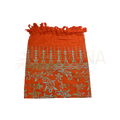 Vibranter oranger lunghi sarong pareo mit hellblauen schildkröten- und blumenmustern und fransen am oberen rand von mana shop