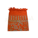 Vibranter oranger lunghi sarong pareo mit hellblauen schildkröten- und blumenmustern und fransen am oberen rand von mana shop