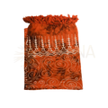 Orange batik lunghi sarong pareo tuch mit weißen wirbel- und geometrischen mustern und fransen am oberen rand von mana shop