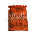 Orange batik lunghi sarong pareo tuch mit weißen wirbel- und geometrischen mustern und fransen am oberen rand von mana shop