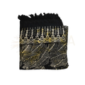Schwarzer batik lunghi sarong pareo tuch mit gold weißen blattmustern und fransen von mana shop