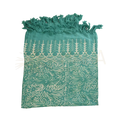Teal-farbener batik lunghi sarong pareo tuch mit cremeweißen floral- und geometrischen mustern von mana shop