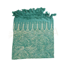 Teal-farbener batik lunghi sarong pareo tuch mit cremeweißen floral- und geometrischen mustern von mana shop