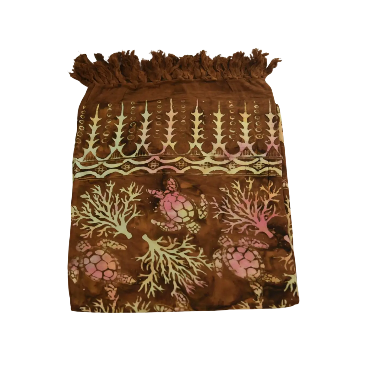 Brauner Batik-Hamamtuch, Lunghi Sarong Pareo Tuch 160 x 115 cm, aus weichem Baumwollstoff, für Strand und Pool.