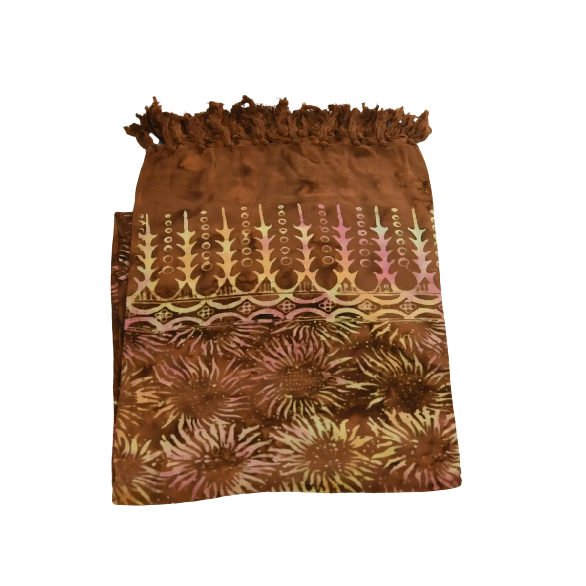 Braunes Batik-Hamamtuch, Lunghi Sarong Pareo Tuch 160 x 115 cm, leichtes und vielseitiges Strand- und Badeaccessoire